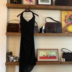 David Meister Black Cocktail Halter Dress, Size 6